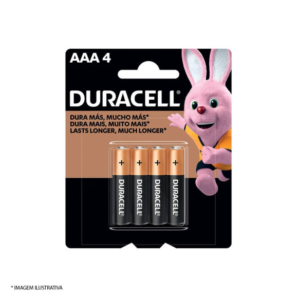 PILHA ALCALINA DURACELL AAA BLISTER C/ 4 UNIDADES