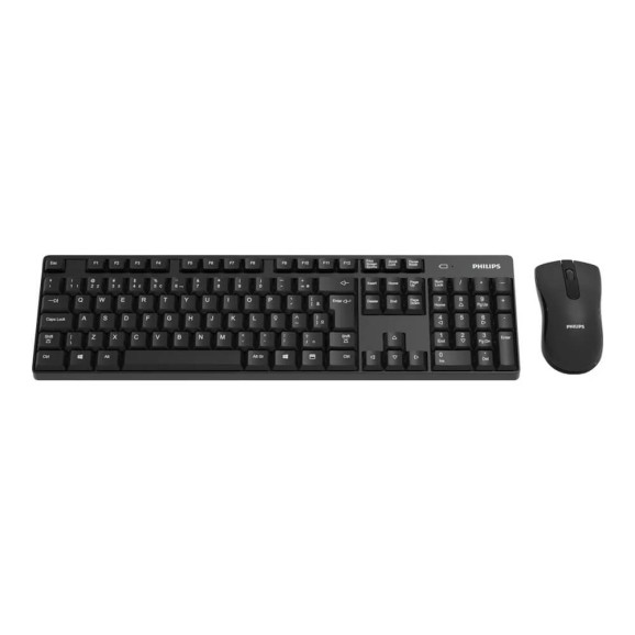KIT TECLADO E MOUSE SEM FIO PHILIPS SPT6501B PRETO 