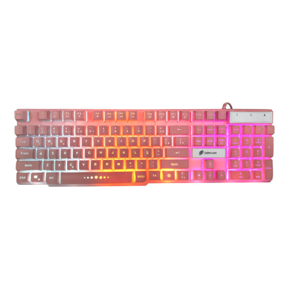 Visão Superior com iluminação TECLADO GAMER OEX FORCE-X TC201 ROSA -51.1702 