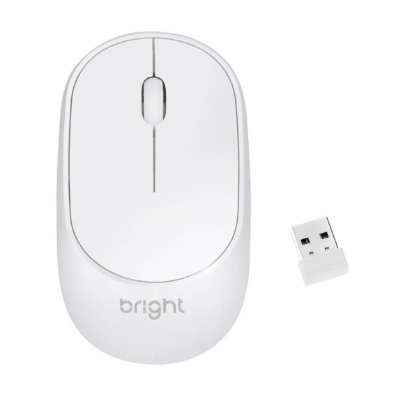 Mouse Sem Fio Bright MS001 Branco 1000DPI