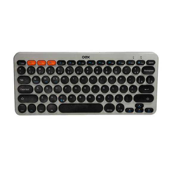 Teclado Bluetooth OEX Retrô Plus TC510 cinza