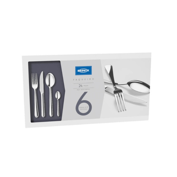 Faqueiro Brinox 24 peças inox polimento extra brilho