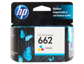 Embalagem Preta com Detalhes Azul Cartucho da HP 662 Colorido