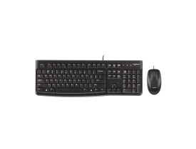 Kit de teclado e mouse Logitech MK120 com fio USB preto 