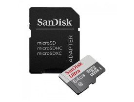 Cartão de memória 64GB Sandisk Ultra Class 10 com adaptador 