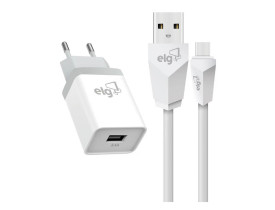Kit carregador ELG com cabo USB-C branco 1mt KTC10WC