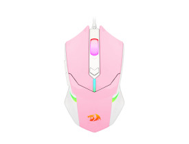 Visão superior Mouse Gamer Redragon Centrophorus Bubblegum RGB Rosa e Branco