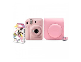 Kit Câmera Instax Mini 12 Rosa com Bolsa e 10 Filmes Macaron