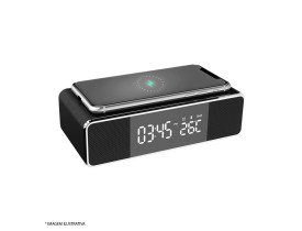 Carregador sem fio Bright com caixa de som bluetooth preto