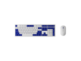 Kit teclado e mouse Akko branco e azul