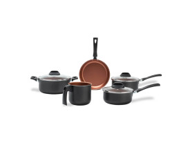 Jogo de panelas Brinox antiaderente 5 peças Topázio cinza range