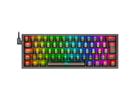 TECLADO MECANICO GAMER REDRAGON K617 FIZZ CLEAR RGB PRETO 