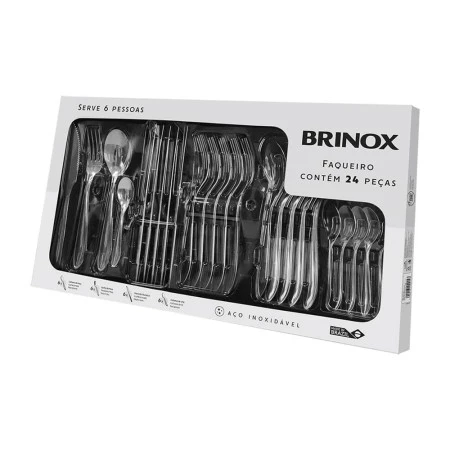 Faqueiro Brinox inox Lyon 24 peças
