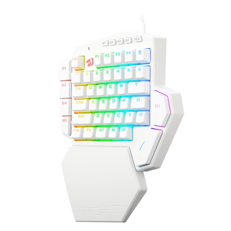 Teclado Mecânico Redragon Ditix One Hand RGB switch azul - branco