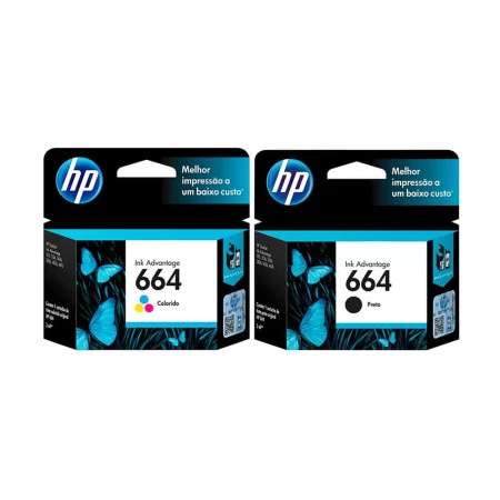 Kit Cartucho HP 664 Preto e Colorido