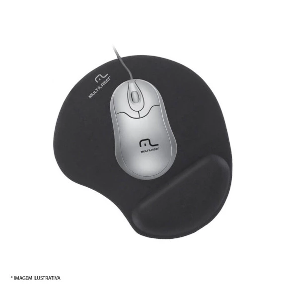 MOUSEPAD MULTILASER COM APOIO PARA PULSO EM GEL PRETO 