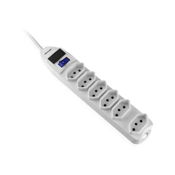 Filtro de linha WI222 Multilaser 6 tomadas linear branco 
