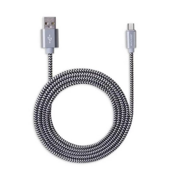 CABO USB MULTILASER TIPO C PRETO 1,5M NYLON - WI345