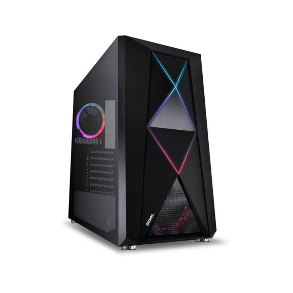 Gabinete full tower Pcyes Dimension preto LED RGB