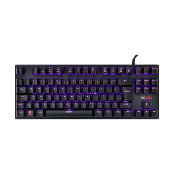 Teclado gamer mecânico Pcyes Outemu Led 7 cores USB