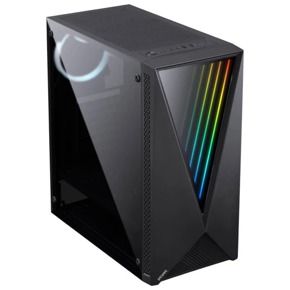 GABINETE MID-TOWER PCYES VECTOR PRETO LED RGB - VCPTRGB3FV