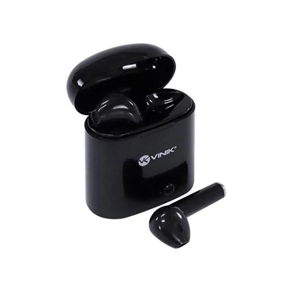 Visão do Fone de Ouvido Bluetooth Vinik Easy W1 Preto dentro e fora da caixa- 33338