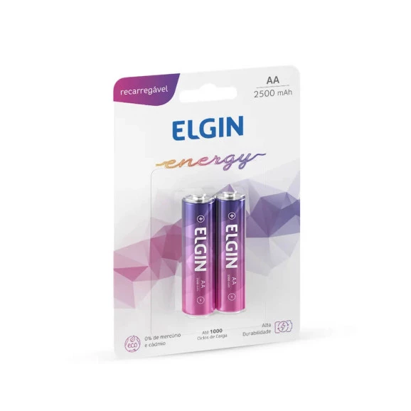 PILHA RECARREGÁVEL ELGIN C/2 AA 2500MAH 82172 