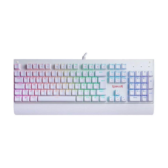 Teclado gamer mecânico Redragon Kala K557 RGB branco switch brown