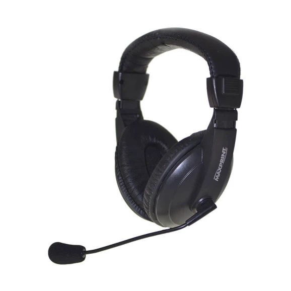 Visão Oblíqua do Fone de ouvido com microfone Maxprint 6011444 preto P2