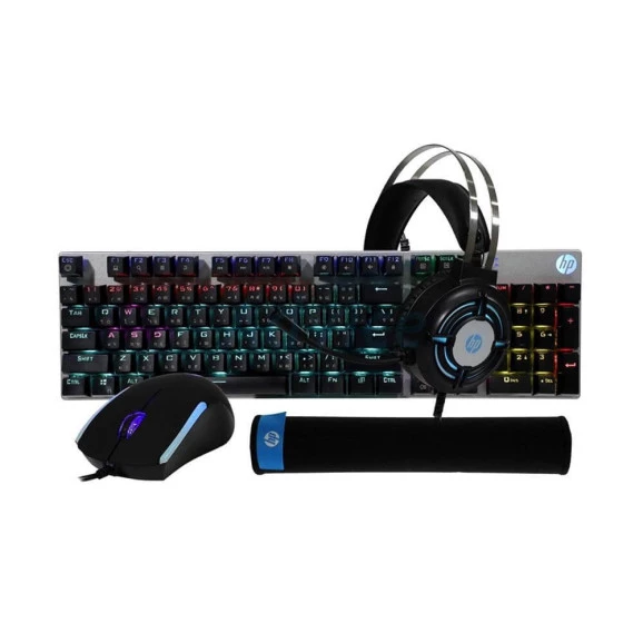 Kit PRO 4 em 1 HP Teclado Mecânico Mouse Headset Mousepad GM3000 