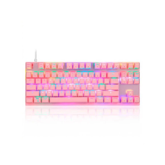 Teclado gamer mecânico Motospeed CK82 RGB rosa