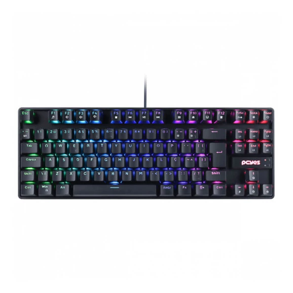 Teclado gamer mecânico Pcyes TKL Neron Black Outemu Red RGB