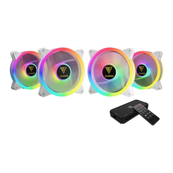 Kit 4 Cooler para Gabinete Gamdias Aeolus M2-1204R-WH Branco
