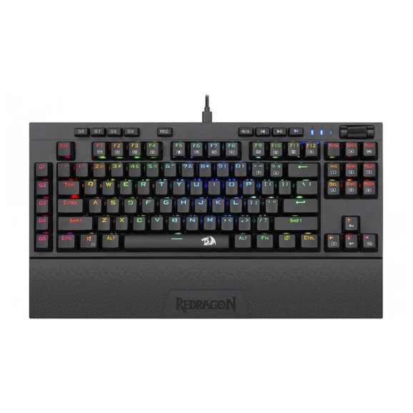 Teclado óptico gamer Redragon K588 RGB Pro Switch Marrom 