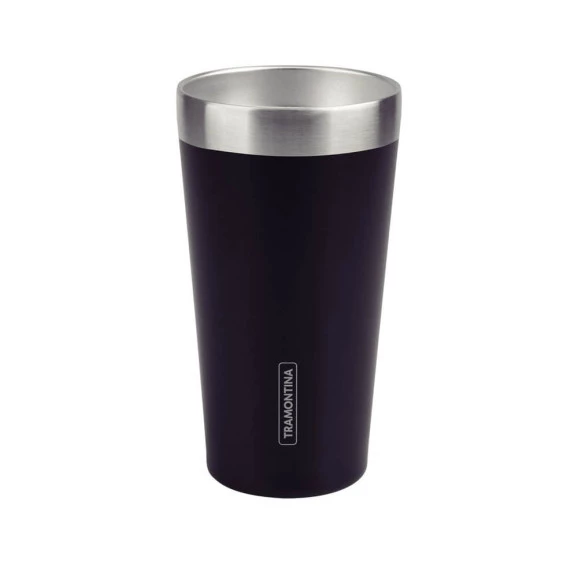 Copo Térmico Tramontina Exata 420ml Aço Inox Preto sem Tampa