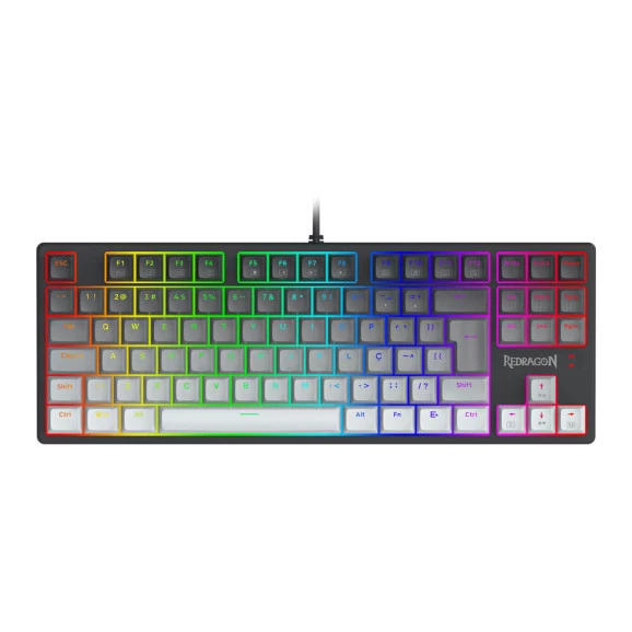 Teclado Mecânico Gamer Redragon Daksa preto e cinza RGB