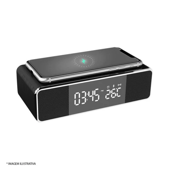 CARREGADOR SEM FIO BRIGHT C/ CAIXA DE SOM BLUETOOTH PRETO -599