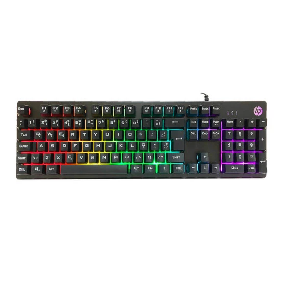 Teclado gamer HP K500F prata