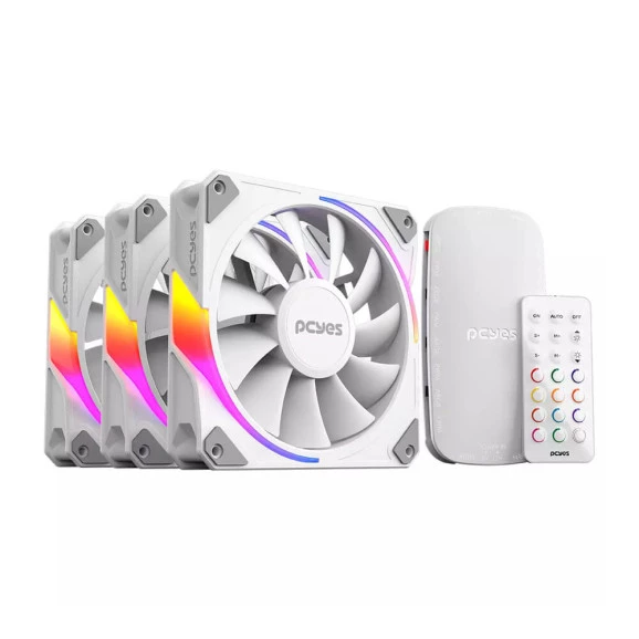 KIT COOLER 3 UNIDADES PCYES + CONTROLADORA ARGB Wh-  K3ARGBHBVBR 