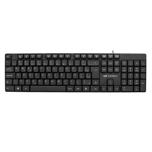 Teclado USB Multmídia KB-M10BK Preto C3Tech