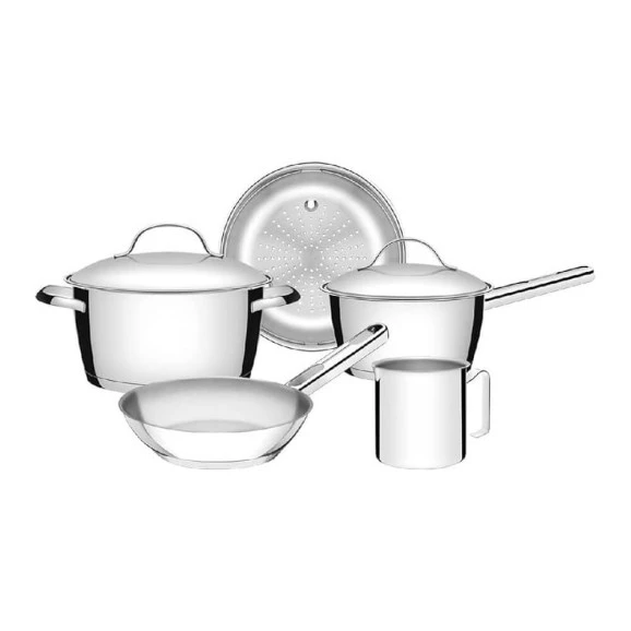 JOGO DE PANELA TRAMONTINA ALLEGRA 5 PEÇAS ACO INOX