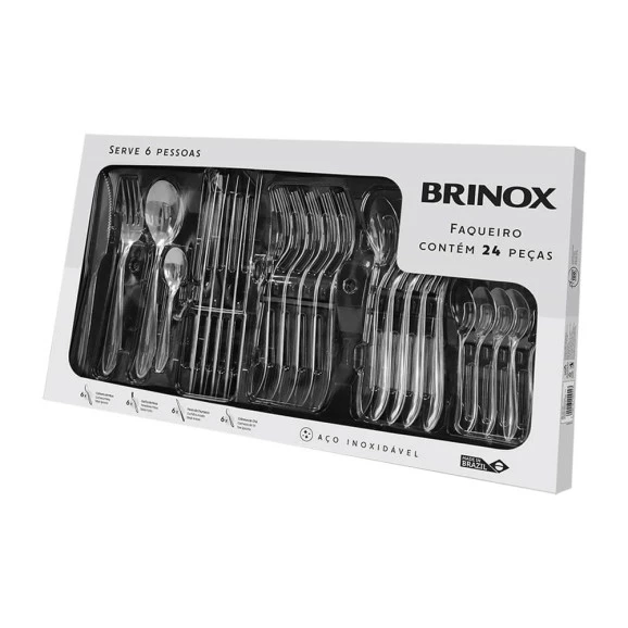 Faqueiro Brinox inox Lyon 24 peças