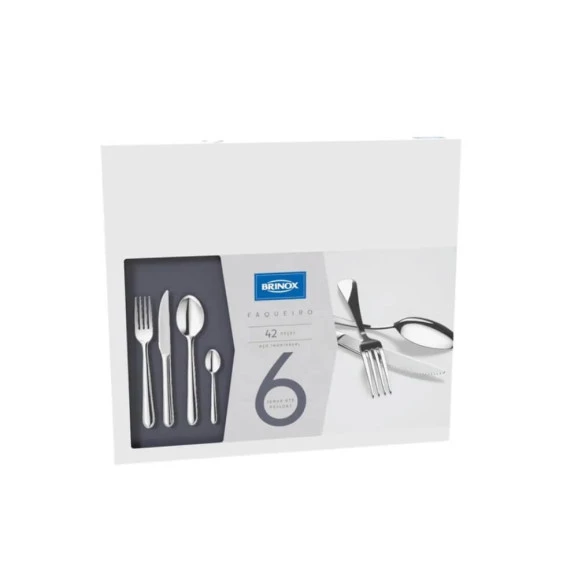Faqueiro Brinox Lyon 42 peças inox polimento extra brilho