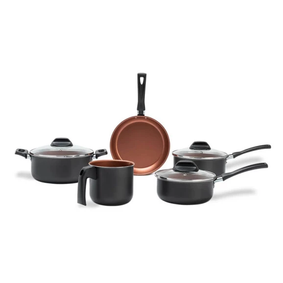 Jogo de panelas Brinox antiaderente 5 peças Topázio cinza range