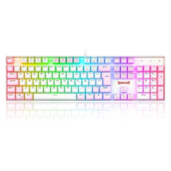 Teclado mecanico gamer Redragon K551WP mitra branco switch azul (Default)