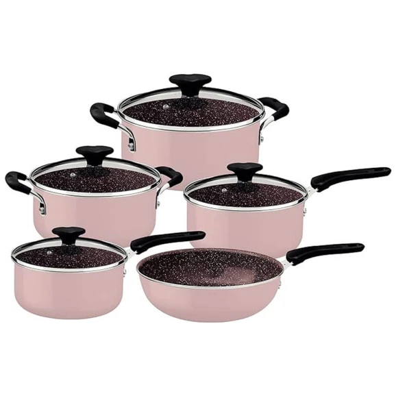 Jogo de panelas Tramontina Tunis rosa com revestimento ceramico 5 peças 28799411