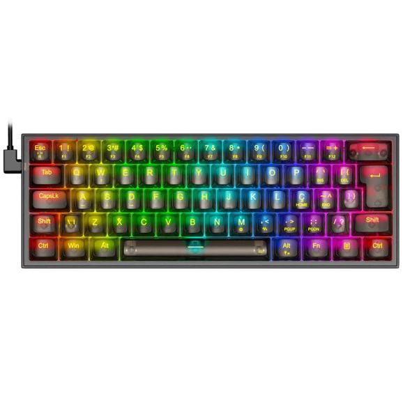 TECLADO MECANICO GAMER REDRAGON K617 FIZZ CLEAR RGB PRETO 
