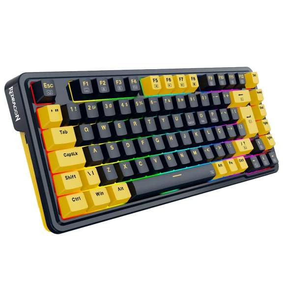 Teclado mecânico gamer Redragon K649 ELF preto e laranja RGB