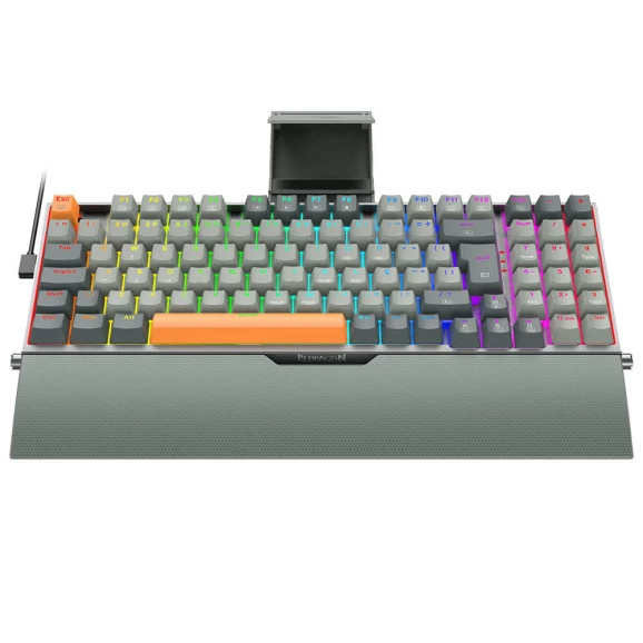 TECLADO MECANICO GAMER REDRAGON K648GG OLAF RGB PRETO E CINZA SWI