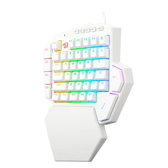Teclado Mecânico Redragon Ditix One Hand RGB switch azul - branco